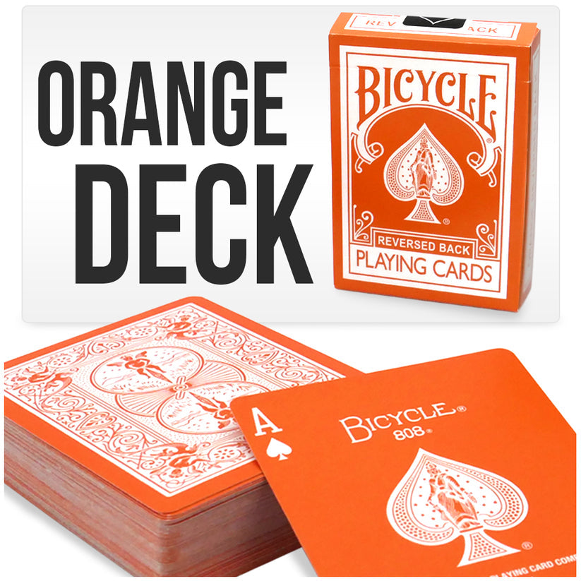Orange & White Reversed Back Bicycle Deck Playing Cards-Magic Makers Inc