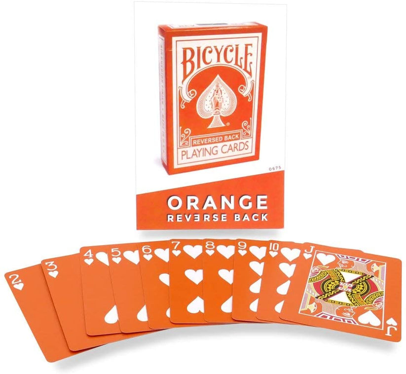 Orange & White Reversed Back Bicycle Deck Playing Cards-Magic Makers Inc