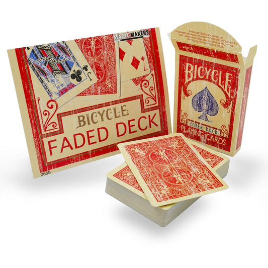 Red Faded Vintage Style Bicycle Deck Playing Cards-Magic Makers Inc.