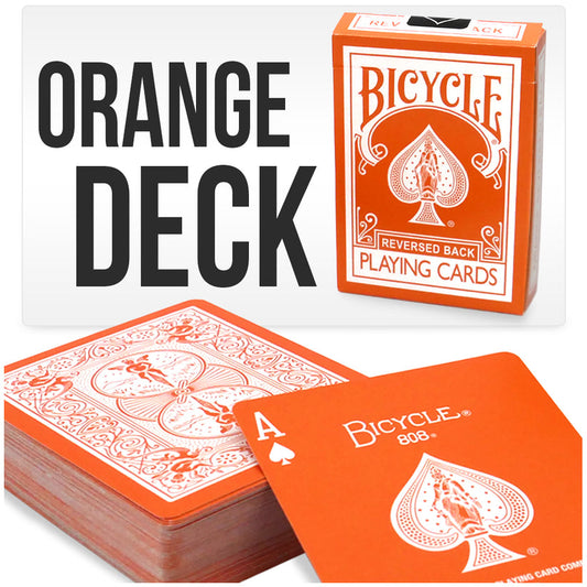 Orange & White Reversed Back Bicycle Deck Playing Cards-Magic Makers Inc